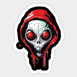 I Don't Believe In Human Red Alien Sticker